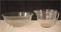 Glass Bowl and Measured Bowl with Handle