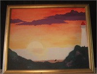 Framed Painting   Lighthouse