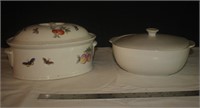 two Lidded casserole dishes