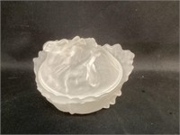 Vintage Frosted Glass Rabbit Candy Dish