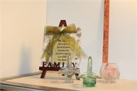 Sister Poem With Family Easel and 2 Glass Baskets