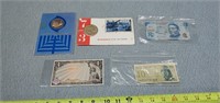 Hanukkah & Bicentennial Medals, & Foreign Money