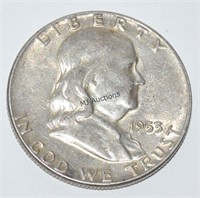 U.S. Silver Half Dollar Fifty Cents Franklin 1953