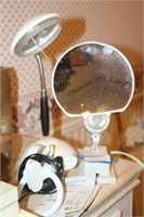 Magnified Make Up Mirror, Clip Lamp & Lamp