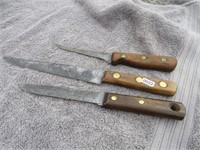 Set of 3 Vintage Knives with Wooden Handles