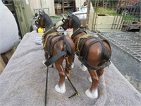 Pair of Harnessed Draft Horse Models