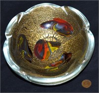 Mid Century Murano Art Glass Bowl Pyrite 1960's