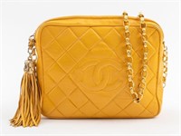 Vintage Chanel Quilted Yellow Leather Camera Bag