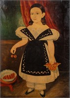American Folk Portrait, "Girl with Cherries" 19 c.