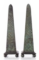 Maitland Smith Attr. Modern Bronze Obelisks, Pair