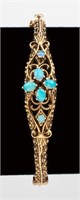 14K Gold Filigree Opal Bracelet Victorian Revival
