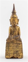 Burmese Lacquer & Gilt Wood Buddha Sculpture