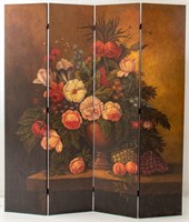 Four Panel Floral Screen, Oil on Canvas