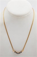 14K Yellow Gold Diamond Sapphire Necklace