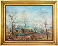 Francois Torti Surrealist Country Scene Oil