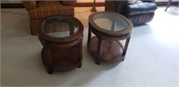 2 Glass Top Oval End Tables
