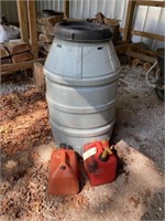 Feed Barrel, 2 Gas Cans