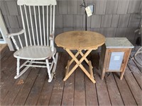 Rocking Chair, Table, Stand Lamp, Small Cabinet