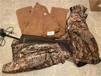 Carhartt Overalls 38x30 and hunting jackets (L)
