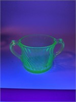 Uranium glass sugar bowl
