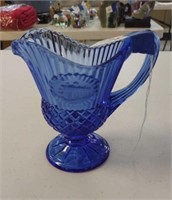 Cobalt blue goblet and mount Vernon pitcher