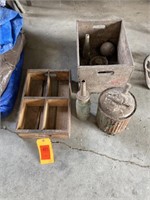 Wooden Boxes and Oil Filler