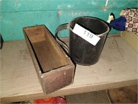Wooden Cheese Box & Large Tin Cup