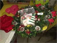 Vintage Christmas Candles & Plastic Wreaths