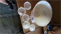 Milk Glass 5-Cup Punch Bowl Set