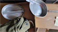 World War II Tin Pan w/ Tray & Canteen