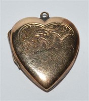 Victorian 9K Gold Puffy Heart Locket Pendant