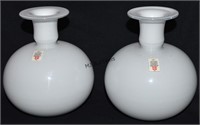 Pr. Holmegaard Glass Vases Mid Century MCM Labels