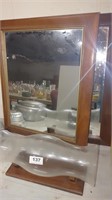 2 wood frame mirrors, display globe