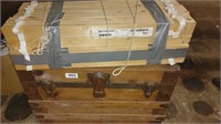 vintage steamer trunk and wooden hammock