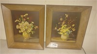 flower arrangement paintings in wood frame