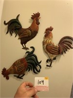 Three Wall Hanging Rooster
