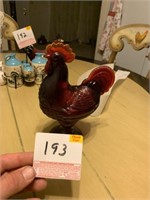 Red Glass Rooster Candy Dish