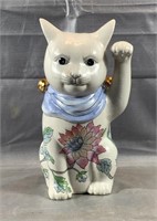 9" Porcelain Waving Cat Statue