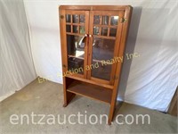 Antique Glass Display Cabinet, 12" x 32" x 59.5"