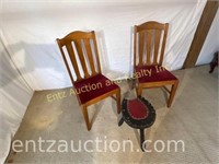 (2) Phoenix Chair Company wood chairs w/ stool