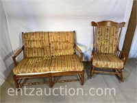 Floral Love Seat and Rocking Chair
