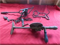 Antique Chain Binder, Hay Hooks, Drill
