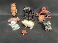 10 Miscellaneous Animal Figures,Stone,Wood,Iron