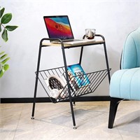 Modern End Table with Magazine Holder