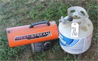 Heat stream heater/propane tank