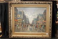 Oil on canvas by F. Giorgi French Street Scene