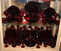 Large collection 90 pc Pigeon Blood China