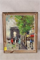 Oil on canvas Pair Street Scene by Brosso?