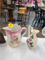 TWO POTTERY PITCHERS