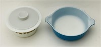 2 Pyrex Bowls, 75 Butter Bowl w/Lid, 471 blue